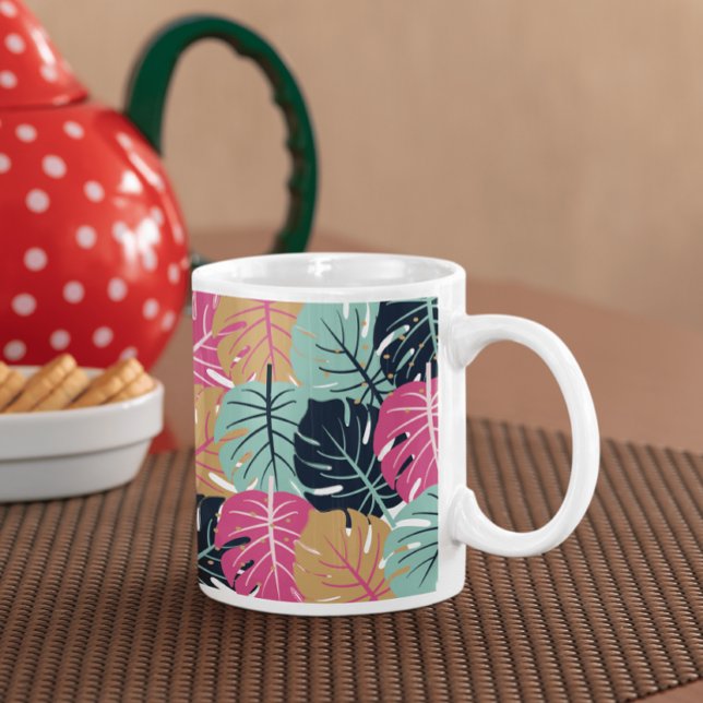 Tropical Palm Leaves in Pink & Blue |  Coffee Mug (Creator Uploaded)