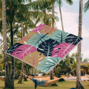 Tropical Palm Leaves in Pink & Blue   Decorative  Tile