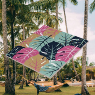 Tropical Palm Leaves in Pink & Blue | Decorative Tile