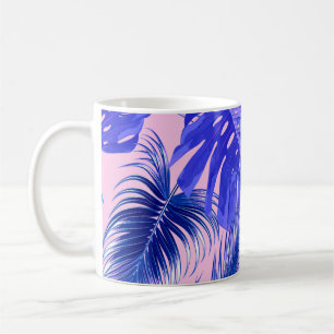 Tropical palm leaves, jungle leaves seamless flora coffee mug