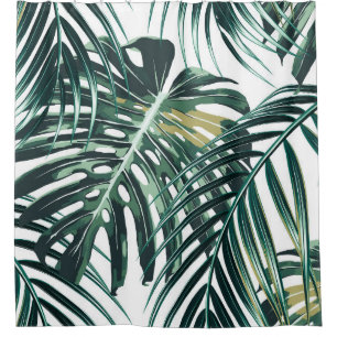 Tropical palm leaves, jungle leaves seamless flora shower curtain
