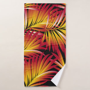 Tropical palm leaves, jungle leaves. vintage flora bath towel