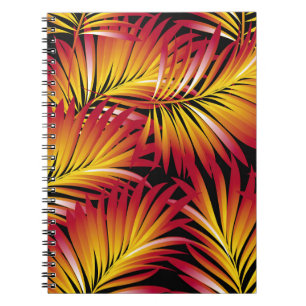 Tropical palm leaves, jungle leaves. vintage flora notebook