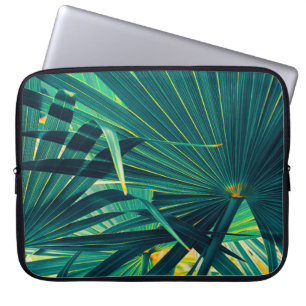 Tropical palm leaves laptop sleeve