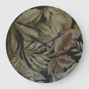 TROPICAL PALM LEAVES LARGE CLOCK