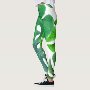 Tropical palm leaves leggings