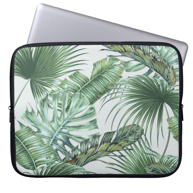 Tropical palm leaves, monstera, banana leaf, jungl laptop sleeve (Front)