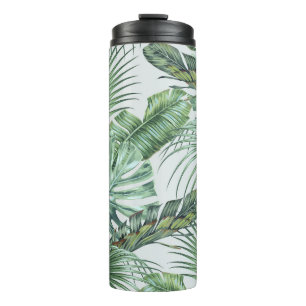 Tropical palm leaves, monstera, banana leaf, jungl thermal tumbler