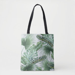 Tropical palm leaves, monstera, banana leaf, jungl tote bag