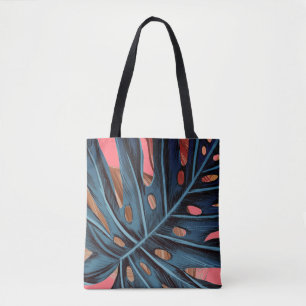 Tropical palm leaves monstera modern tote bag