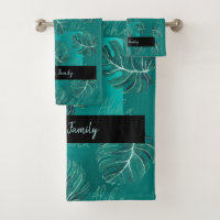 Tropical palm leaves name personalised modern