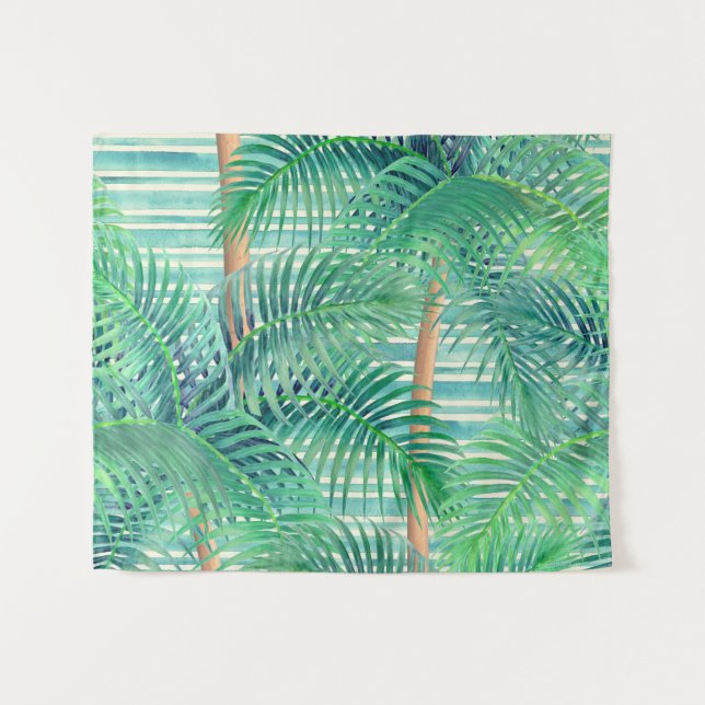 Tropical Palm Leaves Pattern Art Tapestry (Front (Horizontal))