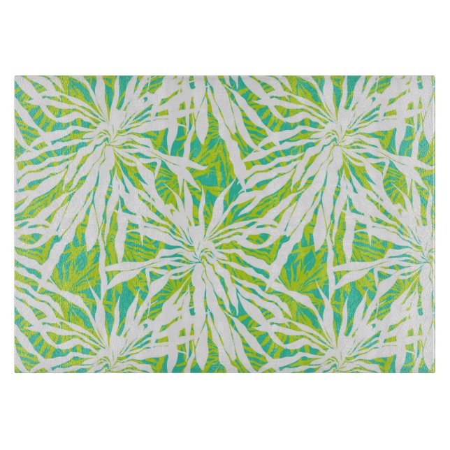 Tropical Palm Leaves Pattern Cutting Board (Front)