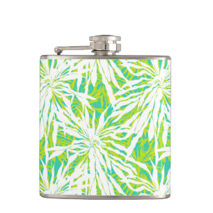 Tropical Palm Leaves Pattern Hip Flask