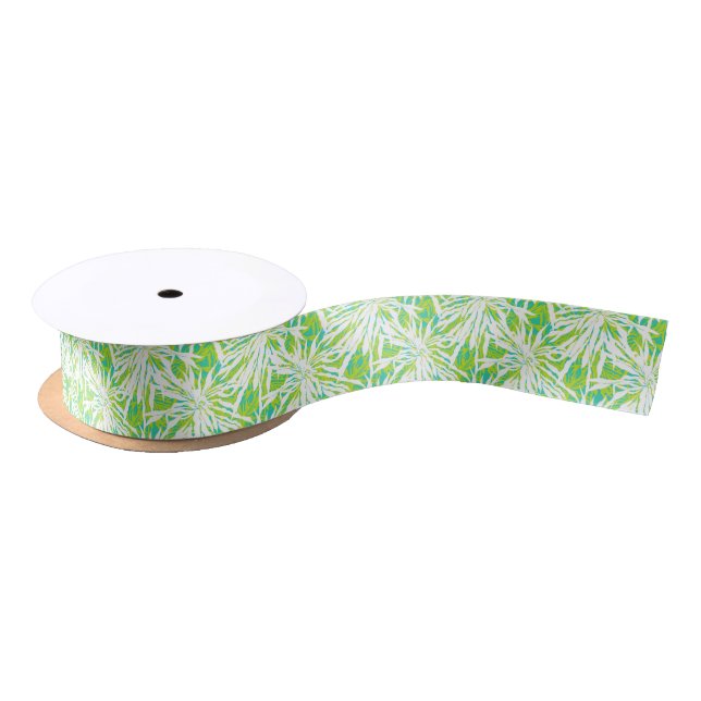 Tropical Palm Leaves Pattern Satin Ribbon (Spool)