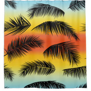 Tropical palm leaves pattern shower curtain