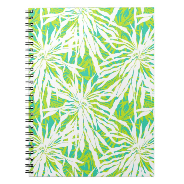 Tropical Palm Leaves Pattern Spiral Notebook (Front)