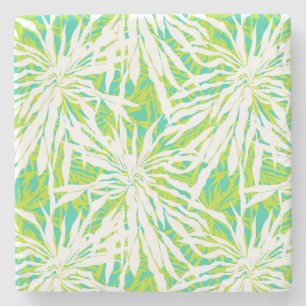 Tropical Palm Leaves Pattern Stone Coaster