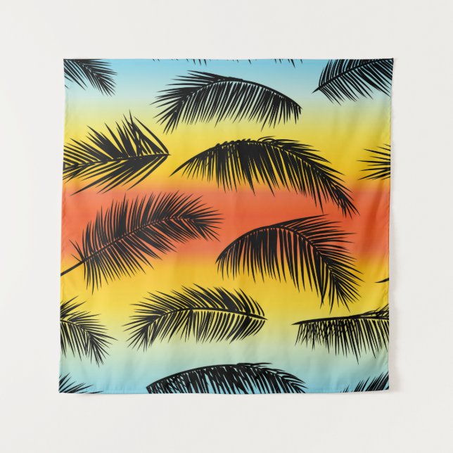 Tropical palm leaves pattern tapestry (Front)