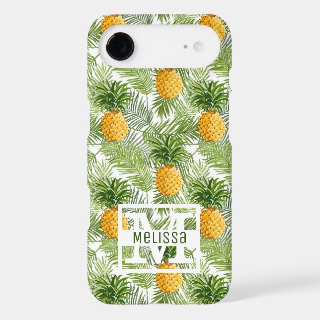 Tropical Palm Leaves & Pineapples | Add Your Name Case-Mate iPhone Case (Back)