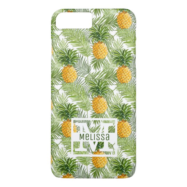Tropical Palm Leaves & Pineapples | Add Your Name Case-Mate iPhone Case (Back)