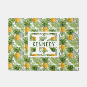 Tropical Palm Leaves & Pineapples   Add Your Name Doormat