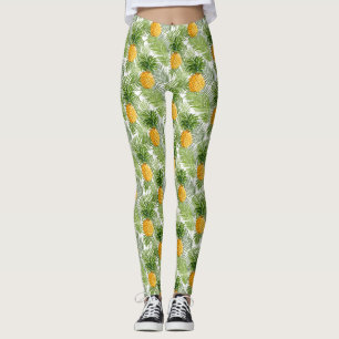 Tropical Palm Leaves & Pineapples Leggings