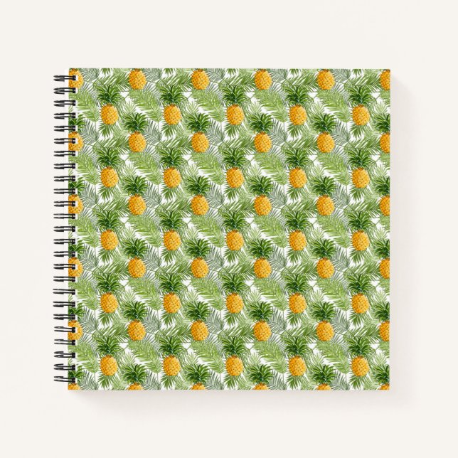 Tropical Palm Leaves & Pineapples Notebook (Front)