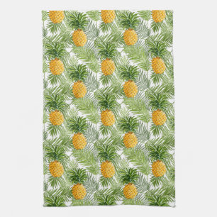Tropical Palm Leaves & Pineapples Tea Towel
