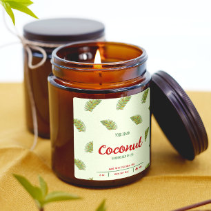 Tropical Palm Leaves Retro Candle Label Design