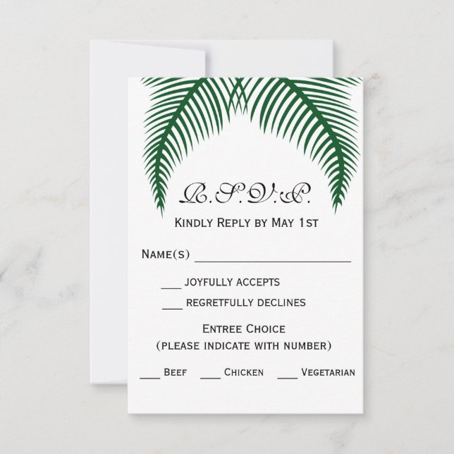 Tropical Palm Leaves RSVP Card (Front)