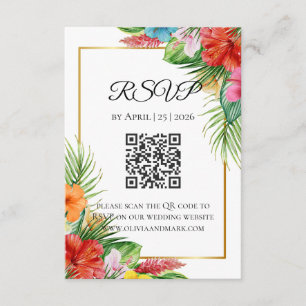 Tropical Palm Leaves RSVP Card   Summer Destinatio
