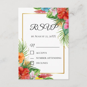 Tropical Palm Leaves RSVP Card   Summer Destinatio