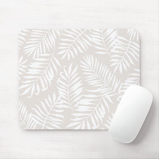 Tropical Palm Leaves - Sand Mouse Pad (With Mouse)