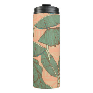 Tropical palm leaves seamless background thermal tumbler