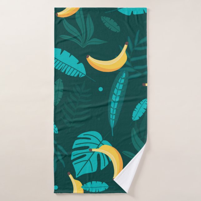 Tropical palm leaves Seamless pattern. Banana leav Bath Towel (Bath Towel)