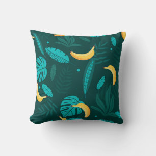 Tropical palm leaves Seamless pattern. Banana leav Cushion