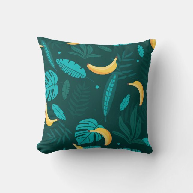 Tropical palm leaves Seamless pattern. Banana leav Cushion (Front)