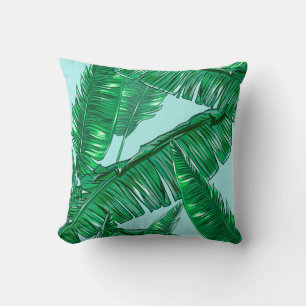 Tropical palm leaves seamless vintage floral patte cushion