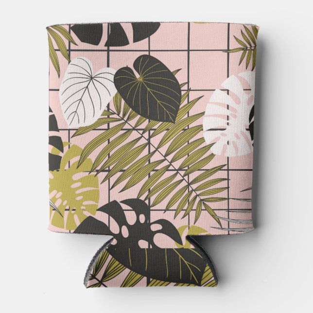 Tropical palm leaves, stylish summer. can cooler (Front)