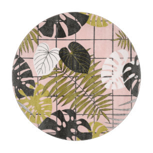 Tropical palm leaves, stylish summer. cutting board