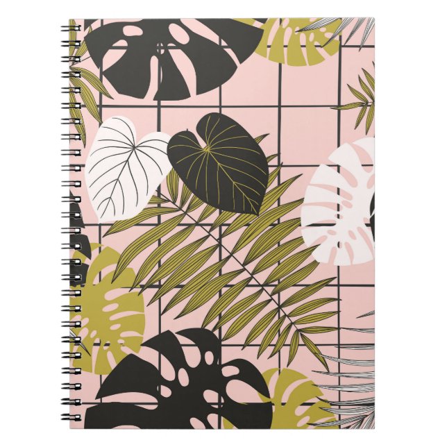 Tropical palm leaves, stylish summer. notebook (Front)