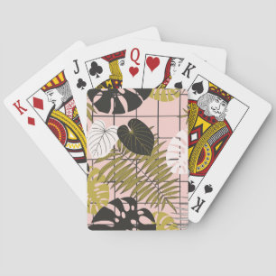 Tropical palm leaves, stylish summer. playing cards