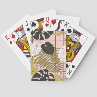 Tropical palm leaves, stylish summer. playing cards