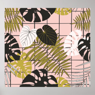 Tropical palm leaves, stylish summer. poster