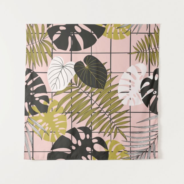 Tropical palm leaves, stylish summer. tapestry (Front)