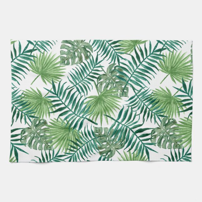 Tropical Palm Leaves Tea Towel (Horizontal)