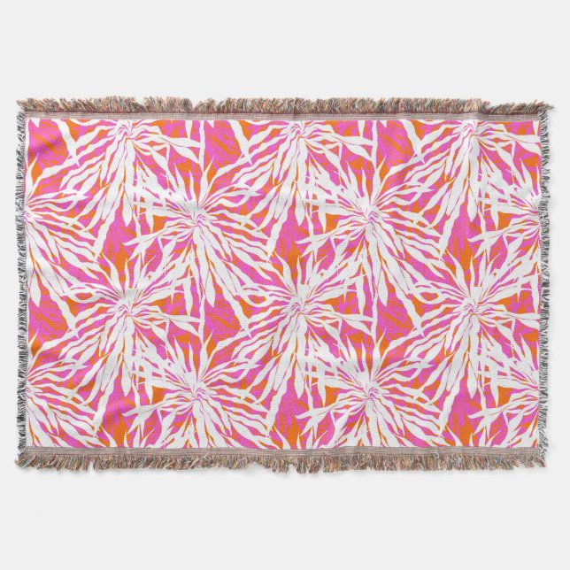 Tropical Palm Leaves Throw Blanket (Front)
