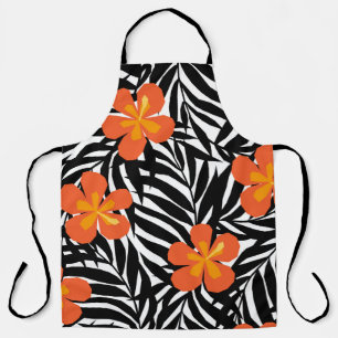 Tropical palm leaves, vintage applique style. apron