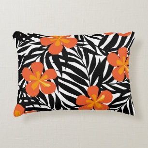 Tropical palm leaves, vintage applique style. decorative cushion